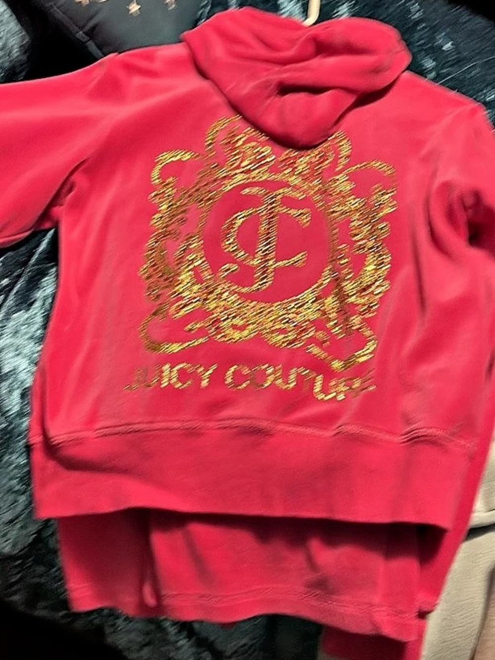 Juicy Couture Vintage Y2K Velour Rhinestone Crest Zip-Up Hoodie Crest Tracksuit
